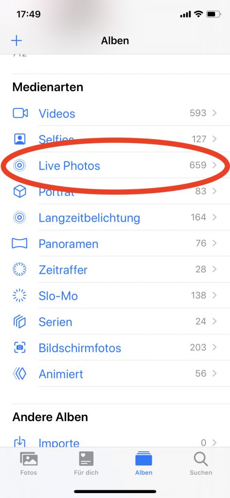 Apple iPhone App Foto Live Photo Medienart